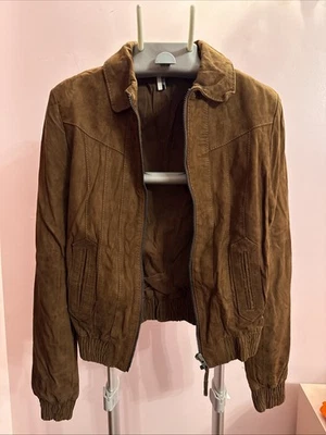 Chaqueta de gamuza marrón Topshop vintage para mujer US2/UK 6/EUR 34 Foto 1 de 4