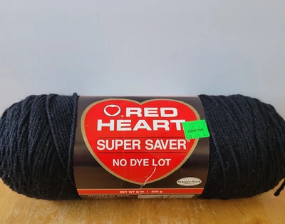 Madeja Red Heart Super Saver 0312 negra mediana 4 hilos peinados 7 OZ Foto 1 de 4