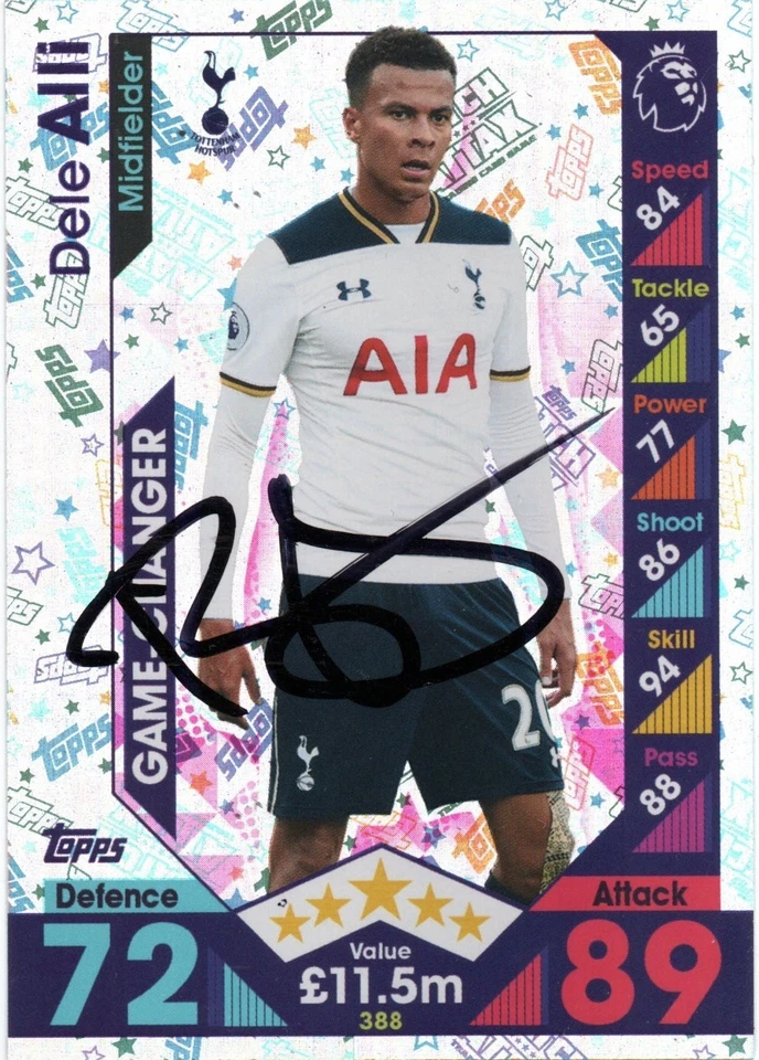 DELE ALLI SIGNIERT TOTTENHAM 2016/2017 "GAME CHANGER" MATCH ATTAX TRADING CARD + COA - Bild 1 von 1