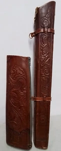 Heavy Leather Rifle Scabbard/Sheath 2 Piece Holster Hand Tooled - Picture 1 of 11