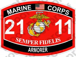 PEGATINA USMC MOS 2111 ARMORER ooo USMC Lisc No 20187 - Imagen 1 de 1