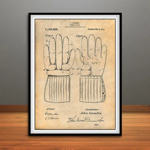 1914 Hockey Gloves Patent Print Art Drawing Poster - Picture 1 of 5