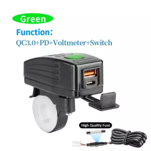 Waterproof Motorcycle USB Charger QC3.0 USB C PD Phone Fast Charger Voltmeter - Picture 1 of 12