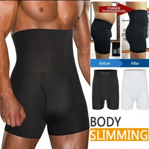 Men's Compression High Waist Boxer Shorts Tummy Control Body Shaper Girdle Panty - Picture 1 of 13