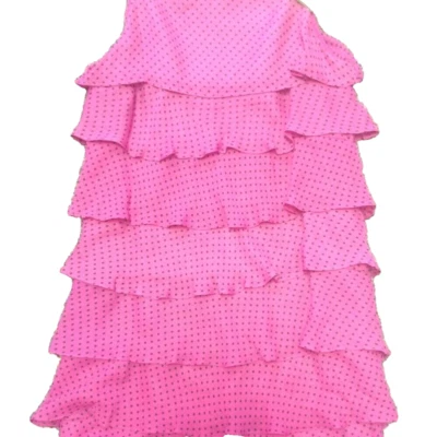 Vestido Florence Eiseman Studio Niñas Talla 12 Fucsia con Pequeño Azul Marino Lunares Nuevo con Etiquetas Foto 1 de 4