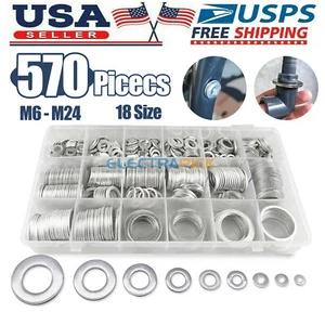 570 Stück 18 Größen Ölablassschraube Dichtungen Sortiment Kit, Ölquetscher Unterlegscheiben USA - Bild 1 von 9