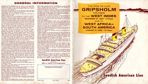 Swedish American Line 1957 Cruise Brochure MS Gripsholm West Indies West Africa  - Picture 1 of 5