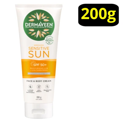 DermaVeen Sensitive Sun SPF 50+ Sunscreen 200g Sunscreen Moisturiser UVA UVB - image 1 of 2