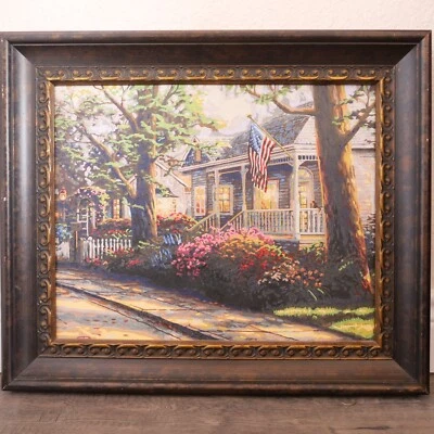 Signed Framed Thomas Kinkade Original Painting " Hometown Pride " 16" X 20" !!! - Image 1 of 4