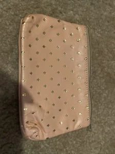 Pink And Gold Genuine Leather Makeup Pouch - Picture 1 of 3