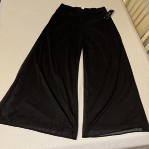 MSK Vintage Pants Womens Evening Dress Pant Size large P Black Wide leg Sparking - Picture 1 of 19