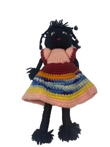 vintage crocheted black doll yarn doll Folk Art - Picture 1 of 16