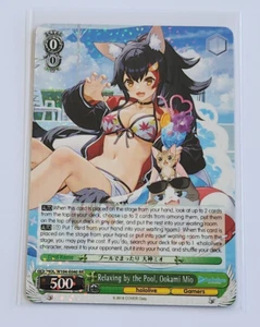 2016 WEISS SCHWARZ HOLOLIVE RELAXING BY THE POOL, OOKAMI MIO FOIL TRADING CARD - Picture 1 of 2