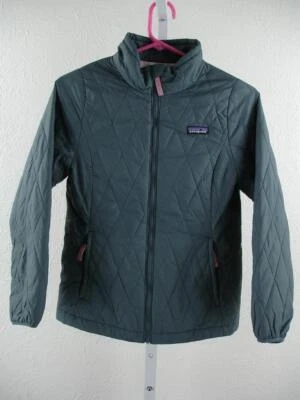 Kid's Boys Girl's sz L 12 Patagonia Nano Puff Diamond Quilt Jacket Quilted Green - Image 1 of 4