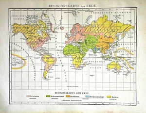 1888=Geo-Graphical Plan..MAPPA DELLE RELIGIONI SULLA TERRA.Andree.Putzgers. - Imagen 1 de 1