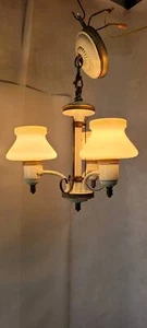 Lámpara de techo Art Deco vintage 3 globos de vidrio esmerilado natillas - Imagen 1 de 9