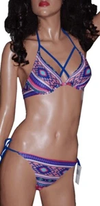 Womens Southwestern AZTEC Pink 2 Two Piece BIKINI Swimsuit Bathing Suit S NEW - Picture 1 of 2