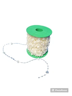 2M Cream 3mm Faux Pearl & 10mm Heart Garland String Wedding/Corsages/Decor DIY - Изображение 1 из 2