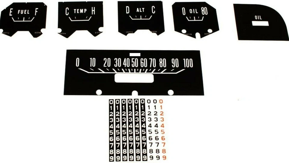 Calcomanía de tablero premium 65-68 Dodge Truck, Van (64-70 serie A) KIT COMPLETO 100 MPH NEGRO Foto 1 de 1