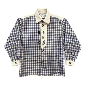 St Peter Trachten Boys 6 Shirt Plaid Button Down Embroidered Oktoberfest Germany - Picture 1 of 15