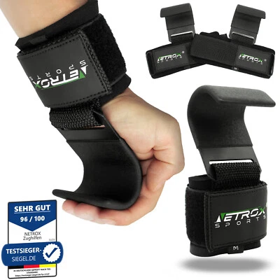 NETROX Profi Zughilfe Zughaken Fitness Sport Handschuhe Krafttraining Herren Damen