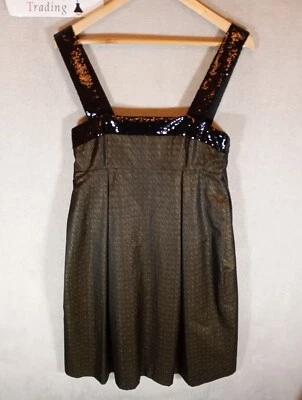 Vestido DKNY Donna Karen New York Mujer 12 Dorado Negro Lentejuelas Fiesta Diseñador Foto 1 de 4