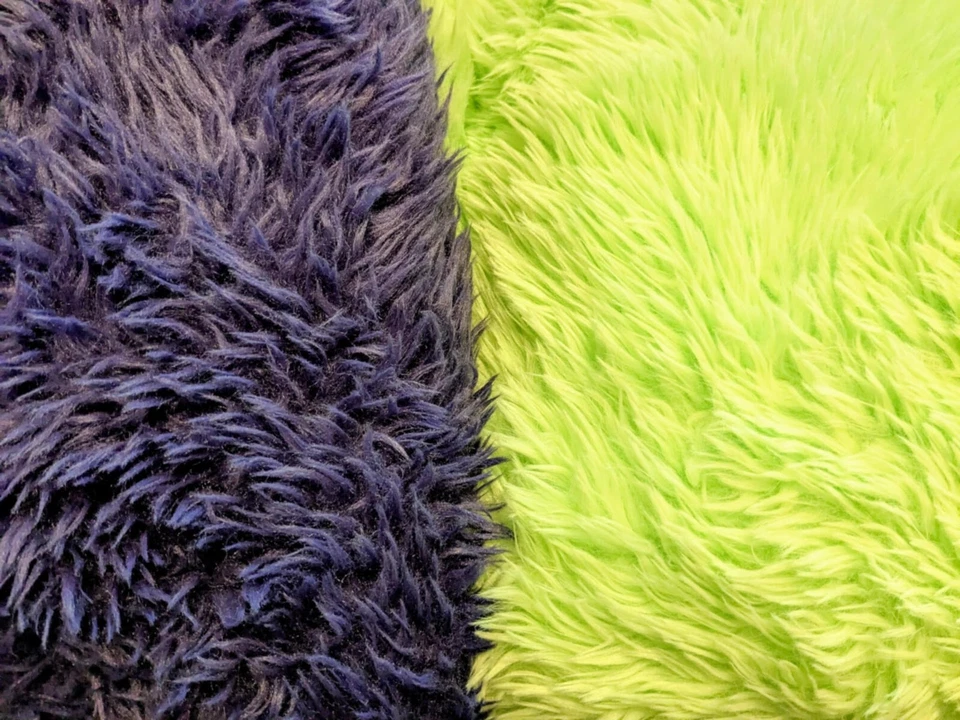 Purple or Lime Green Costume Faux Fur Fabric Long Pile 64" Wide Sold by 1/4 Yard - Image 1 of 1