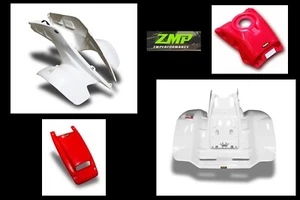 NEW HONDA TRX 250R PLASTIC WHITE FRONT REAR FENDERS RED TANK COVER SCOOPED HOOD - Picture 1 of 1