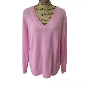 AQUA Cashmere V-neck Sweater Light Pink Bloomindales Size XXL - Picture 1 of 8
