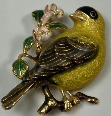 Broche prendedor joan rivers esmalte dorado vuelos de fantasía pinzón (k193) Foto 1 de 4