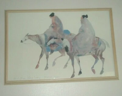 Carol Grigg The Guardians Gango Gallery Watercolor 40 x 28 Vintage - Image 1 of 4