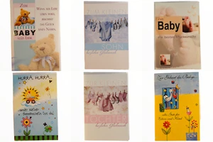 Grußkarte Zur Geburt Mädchen Junge weißer Umschlag Karten Feste Geburtstag Kind - Bild 1 von 66