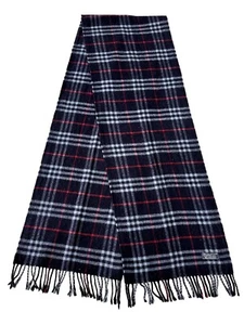 Burberrys Authentic Scarf Blue 100% Lambswool Unisex Scarf Made In England - Picture 1 of 7