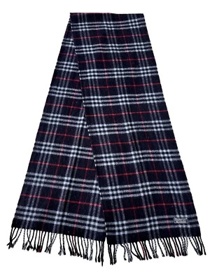 Burberrys Authentic Scarf Blue 100% Lambswool Unisex Scarf Made In England - Image 1 of 4