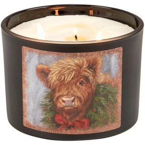 Christmas Highland Cow 14 Unzen Zimtglas Kerze - Bild 1 von 6