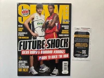 RICKY RUBIO Autographed Signed SLAM Basketball Minnesota TW Brandon Jennings COA - Image 1 of 2