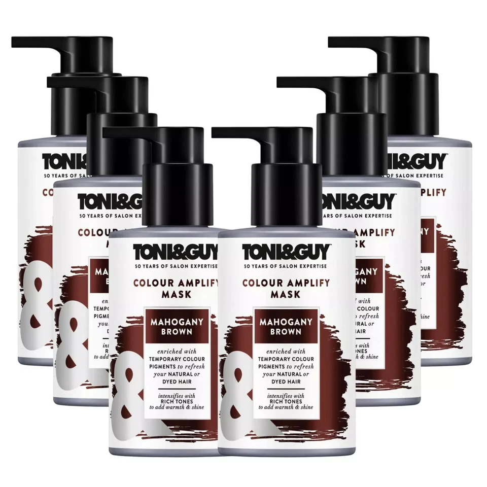 Toni & Guy Temporary Colour Amplify Mask Mahogany Brown Hair 200ml x 6 Pack - Image 1 of 4