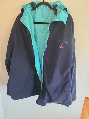 Abrigo de invierno reversible para hombre azul marino verde azulado impermeable cremallera completa con capucha Boothbay Foto 1 de 4