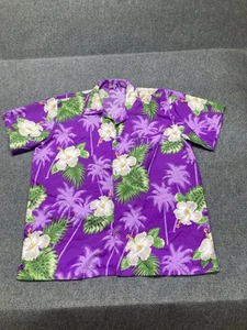 King Kameha Hawian Hemd Herren Gr. XL Lila Blumen Kurzarm Knopfleiste  - Bild 1 von 7