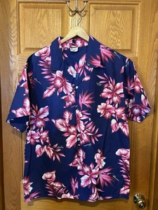 AC82 New Horizon USA Made Button Hawaiihemd Pink Blau Herren XL - Bild 1 von 3