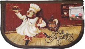 Bedruckter Nylon Küchenteppich (18"x30") FAT CHEF MIT TABLETT, GUTEN APPETIT, D-Form, Cool Home - Bild 1 von 13