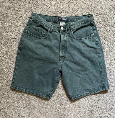 Vintage Mens Guess Jean Shorts Size 32 Button Fly Green Jorts USA - Image 1 of 4