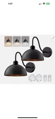 2Pack Wire Free Wall Lamp LED Corner Wall Light Battery Powered Vintage Wall - Image 1 of 4