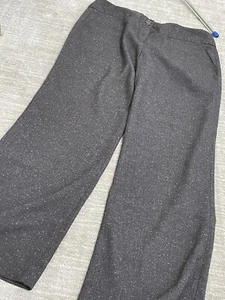 Sandro Brown Gray Dress Pants Wide Waist Tweed Sz 14 - Picture 1 of 5