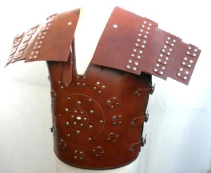 HAND MADE Mans Mens REAL BROWN LEATHER SAMURAI ROMAN GLADIATOR ARMOUR ARMOR   - Picture 1 of 3
