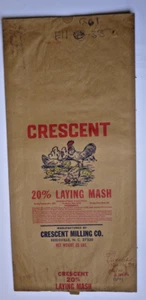 X LARGE Vintage Paper Sack Bag - 20% LAYING, CRESCENT MILLING, REIDSVILLE, 80 - Picture 1 of 1