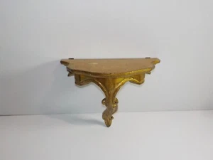 Estante de madera de hoja dorada vintage Italia Hollywood Regency - Imagen 1 de 9