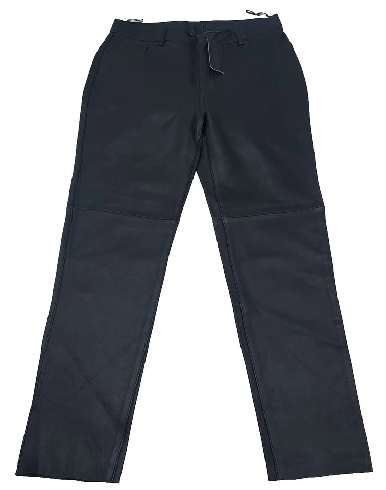 Superdry Astrid Leather Pant Trousers Black Womens XL UK 16 New with Defect - Изображение 1 из 4
