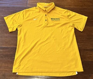 Nike Wayne State University Warriors Yellow Mens XL Button Logo Polo Golf Shirt - Picture 1 of 12