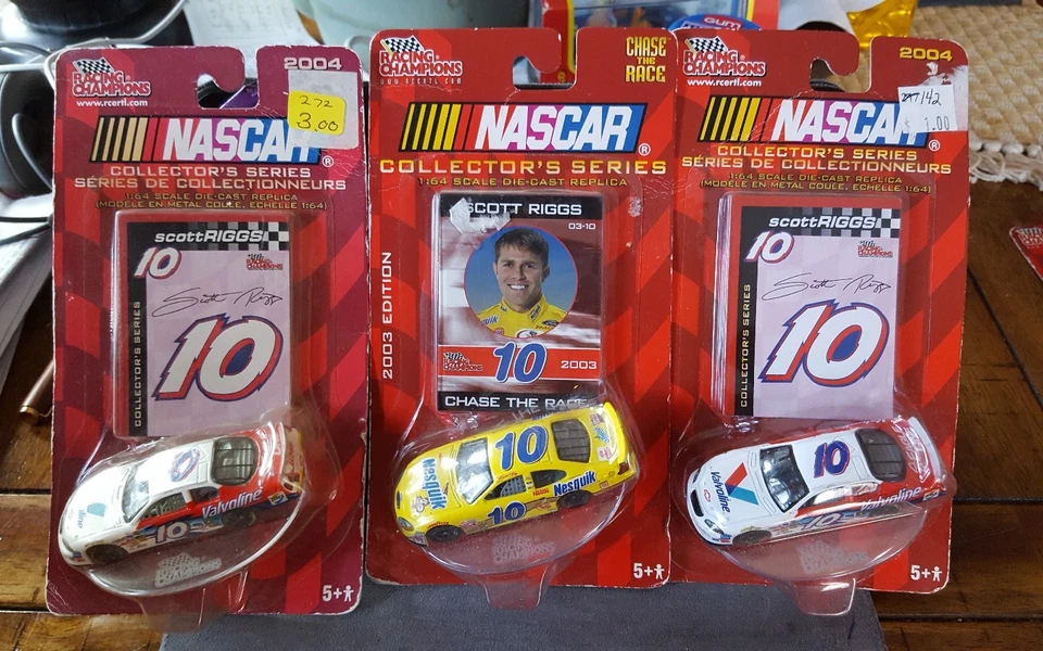 RACING CHAMPIONS ~ SCOTT RIGGS #10 [1/64 SCALE] LOT OF 3 CARS *NOS* Ltd - Image 1 of 1